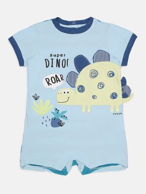 Boys Medium Light Blue Short Sleeve Knitted Romper
